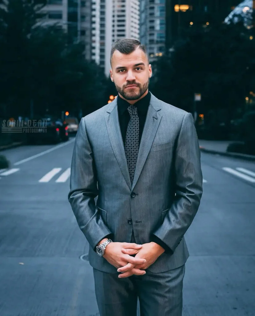 Nick Olczyk in Balani Custom Charcoal Suit